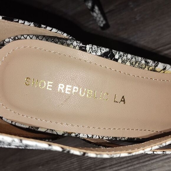 Shoe Republic LA faux snakeskin strappy heels Sz 7.5 - Picture 6 of 10